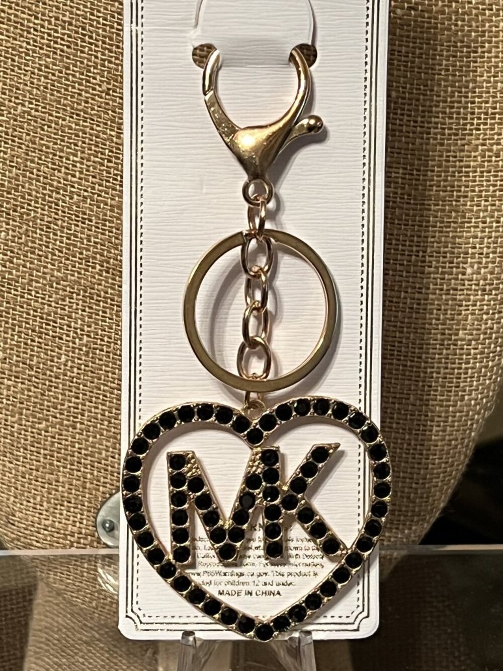 Crystal MK Heart Keychain